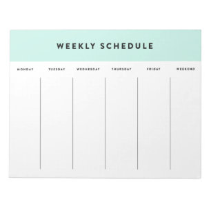 Bloc-note Programme hebdomadaire bleu