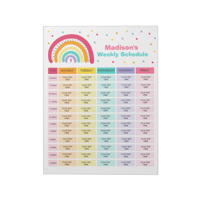 Bloc-note Programme personnalisé d'école à domicile Rainbow  (Tourné)