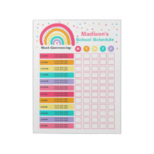 Bloc-note Programme personnalisé d'école à domicile Rainbow