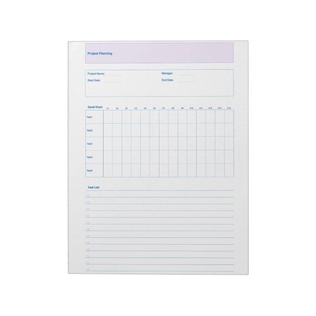Bloc-note Project Planning Template, Printable Planner Sheet (Tourné)