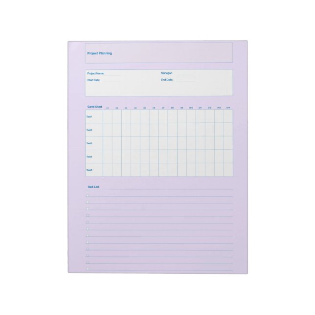 Bloc-note Project Planning Template, Printable Planner Sheet (Tourné)