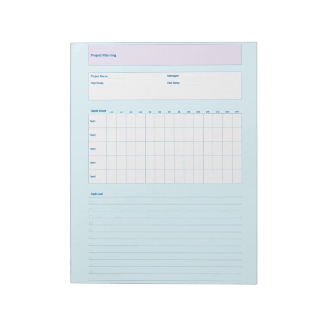 Bloc-note Project Planning Template, Printable Planner Sheet (Tourné)