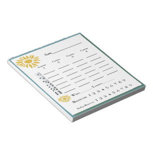 Bloc-note protection de score de bunco - tournesols