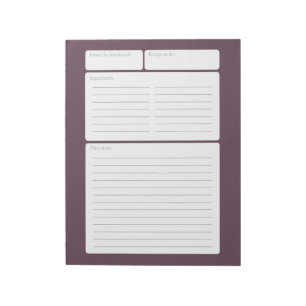 Bloc-note Prune de page de recette avec l'option de couleur