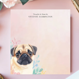 Bloc-note Pug Adorable et Aquarelle Pastel Personnalisés