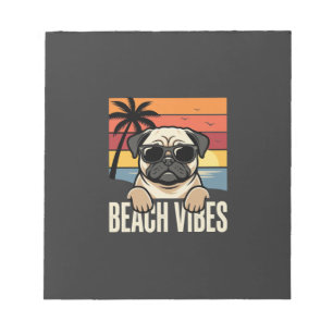 Bloc-note Pug Chien Ambiance Plage Coucher de Soleil