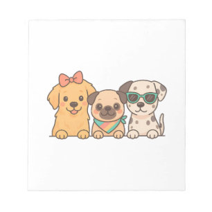 Bloc-note Puppy Pals � Trio de chiens mignons dans un style