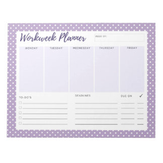 Bloc-note Purple polka dot Workweek Planner Notepad