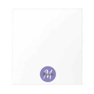 Bloc-note Purple Simple Monogramme Classique tendance