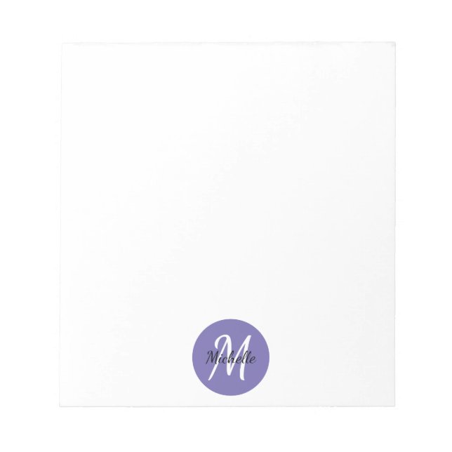 Bloc-note Purple Simple Monogramme Classique tendance (Devant)