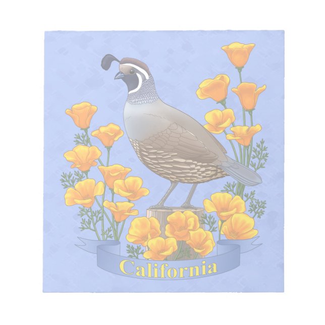 Bloc-note Quail d'oiseaux de l'État de Californie et coqueli (Devant)