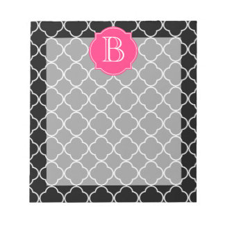 Bloc-note Quatrefoil noir et blanc avec Monogramme