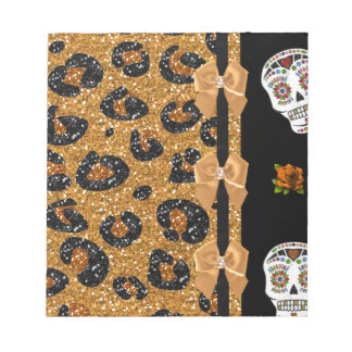 Bloc-note RAB Rockabilly Gold Leopard Print Sugar Skulls