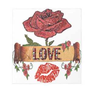 Bloc-note RAB Rockabilly Saint-Valentin Roses, Amour & Rouge