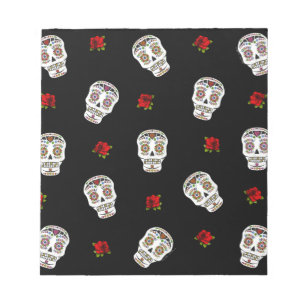 Bloc-note RAB Rockabilly Sugar Skulls Roses On Black
