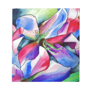 Bloc-note Rainbow Azalea fleur aquarelle originale