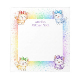 Bloc-note Rainbow Kittens personnalisé Mitzvah Notes Bloc-no