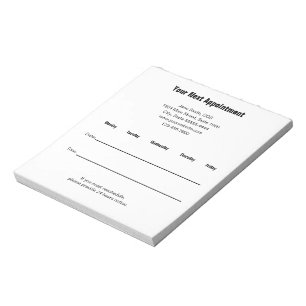 Bloc-note Rappel de votre prochain rendez-vous chez le denti