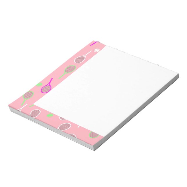 Bloc-note Raquettes cool Rose Retro Joueur de tennis Motif (Tourné)