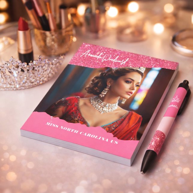 Bloc-note Raspberry Twist Crowning Pageant Custom Notepad (Throw a twist into your pageant marketing with our berry twist autograph collection, notepad and pen)