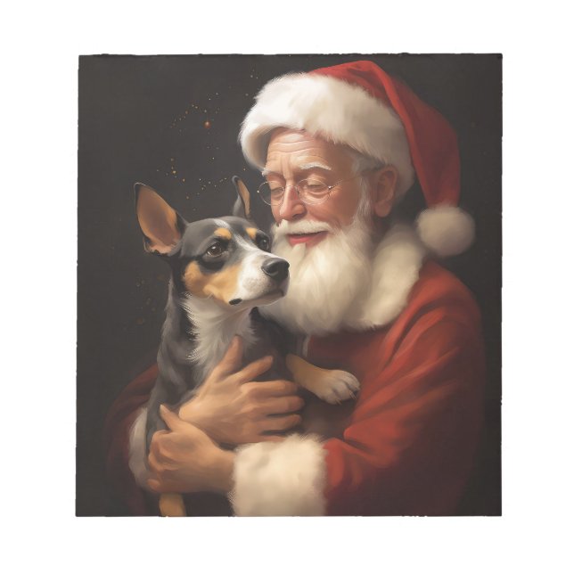 Bloc-note Rat Terrier Avec Noël Festif Du Père Noël (Devant)