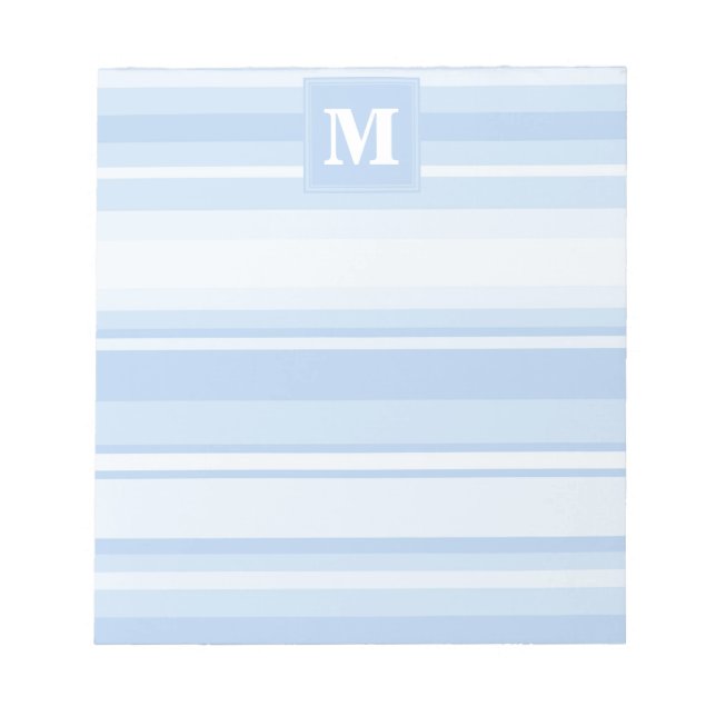 Bloc-note Rayures bleues bébé monogramme (Devant)