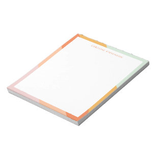Bloc-note Rayures Rétro Orange Menthe Pastel Nom Personnalis