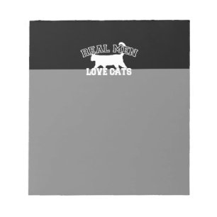 Bloc-note Real Men Love Cats Design graphique sur Décor Noir