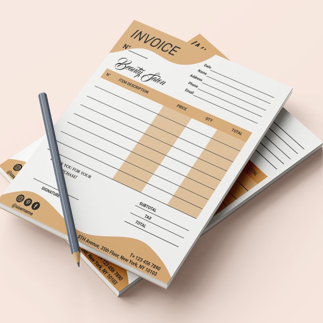 Bloc-note Réception vente de facture professionnelle Esthéti (Esthetician Business Invoice Sales Receipt Notepad)