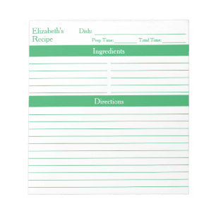 Bloc-note Recettes vertes minimalistes modernes