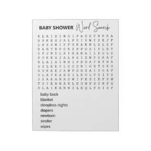 Bloc-note Recherche de mots pour jeu de Baby Shower