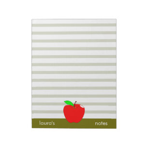 Bloc-note Red Apple Teacher Lignes vertes personnalisées