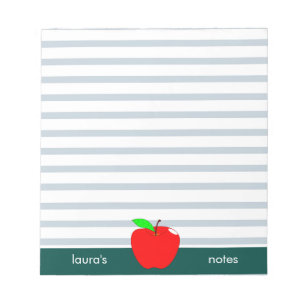 Bloc-note Red Apple Teacher Lignes vertes personnalisées