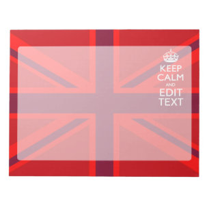 Bloc-note Red Keep Calm Have Your Text on Union Jack Flag