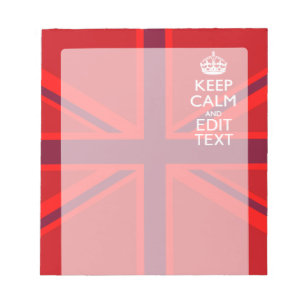 Bloc-note Red Keep Calm Have Your Text on Union Jack Flag