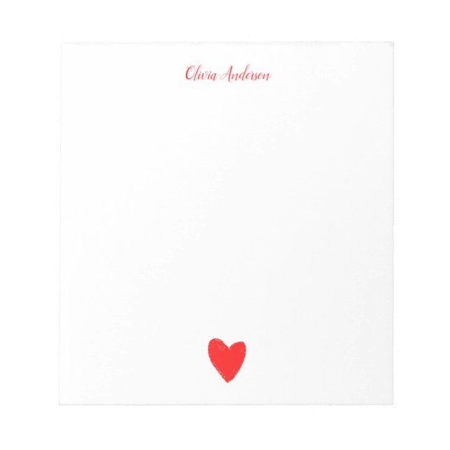 Bloc-note Red Love Heart Personnalisé (Devant)