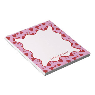 Bloc-note Red Pink Hearts Pattern Valentine Gift Notepad