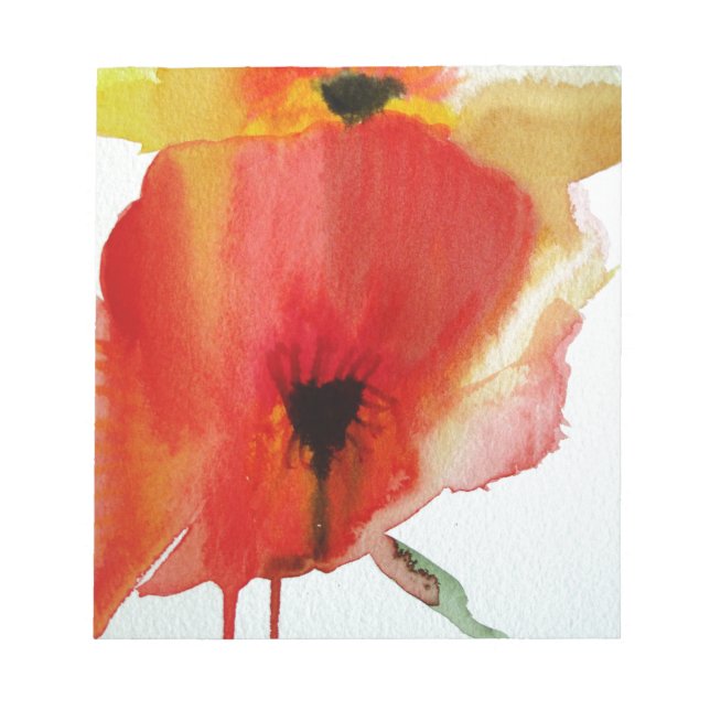 Bloc-note Red Poppies aquarelle art floral moderne (Devant)