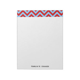 Bloc-note Red, Sky Blue Large Chevron Zig Zag