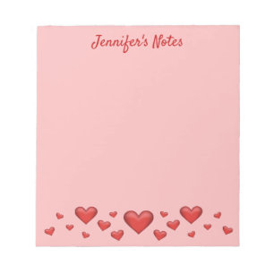 Bloc-note Red Valentine's Day Hearts & Custom Text