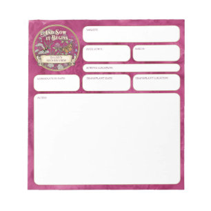 Bloc-note Registre de semis de jardin pollinisateur rose