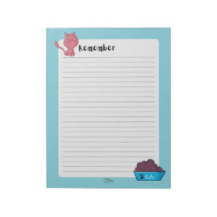 Bloc-note Remember Blue Cat Lined Notes Notespad
