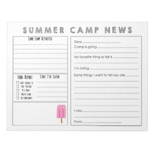 Bloc-note Remplissez la lettre du camp - mignon camp d'été s