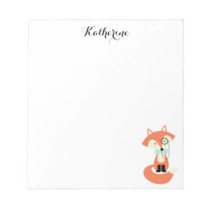 Bloc-note Renard rouge doux avec Cravate de cabot