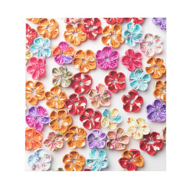 Bloc-note Ressort tissu cousu artisanal Fleurs Multicolor (Devant)
