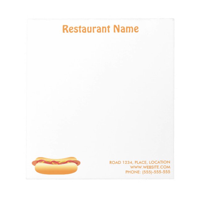 Bloc-note Restaurant personnalisé de hot-dog (Devant)