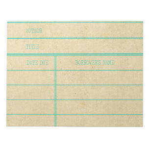 Bloc-note Rétro carte due de date de livre de bibliothèque