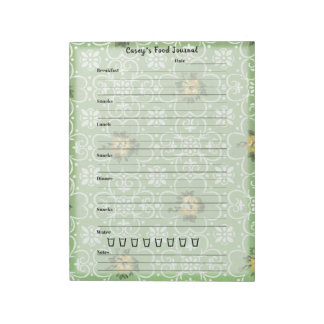 Bloc-note Retro Green Floral Food Journal Journal Repas tend