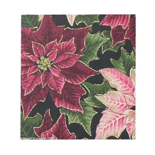 Bloc-note Rétro les années 50 Poinsettia Bourgogne rose (Devant)