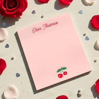 Bloc-note Retro Red Cherry Valentines Day Personalized Name
